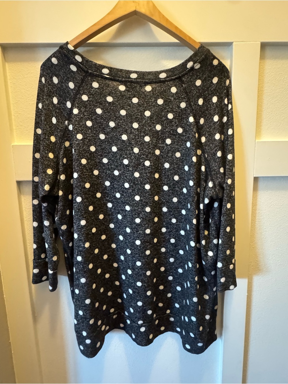 Polka Dot Long Sleeve Women's Top - Black and White 1X